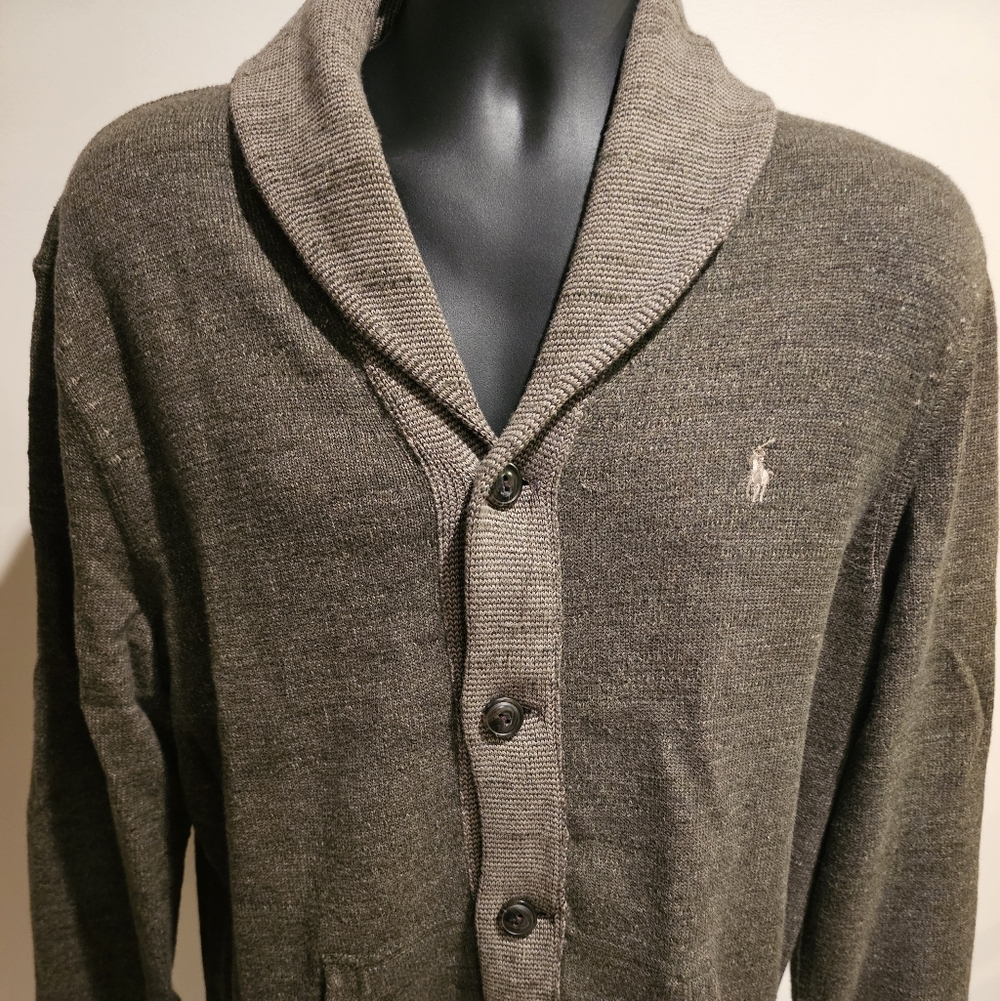 Men's Large Shawl Collar Sweater - Green